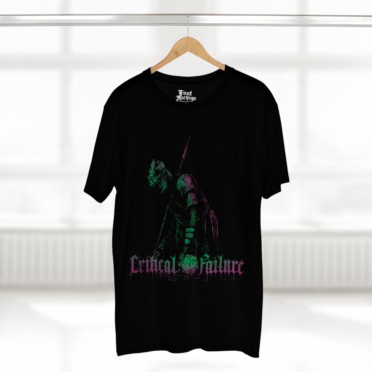White dead knight tee shown hanging