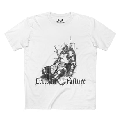 Black tee with a dead knight graphic, front view
