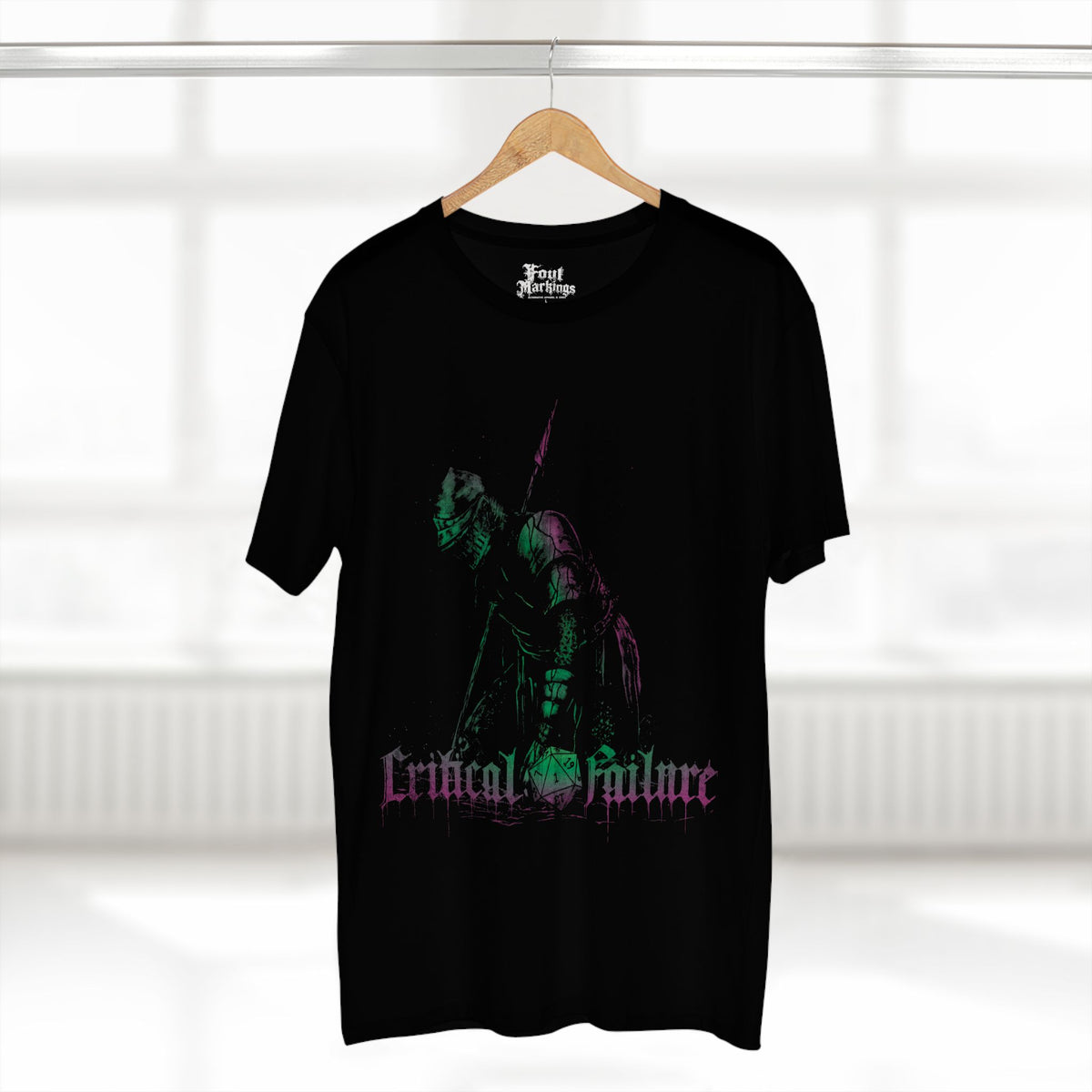 White dead knight tee shown hanging