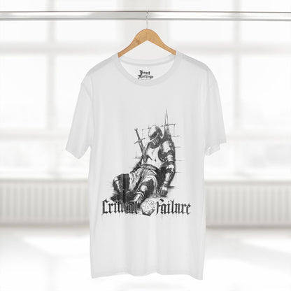 White tee with an alternate dead knight graphic, front view