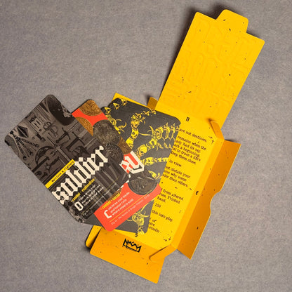 Open yellow sleeve with Soldier and other background cards