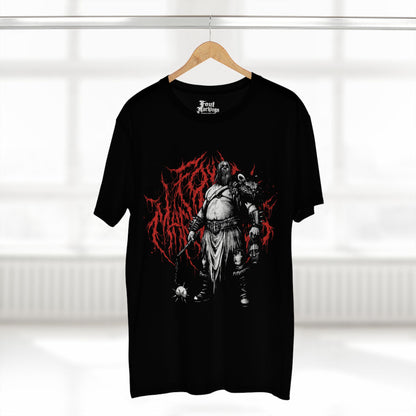 Black barbarian tee shown hanging