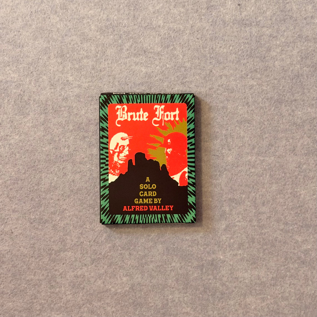 Brute Fort card game box, A Solo Card Game by Alfred Valley