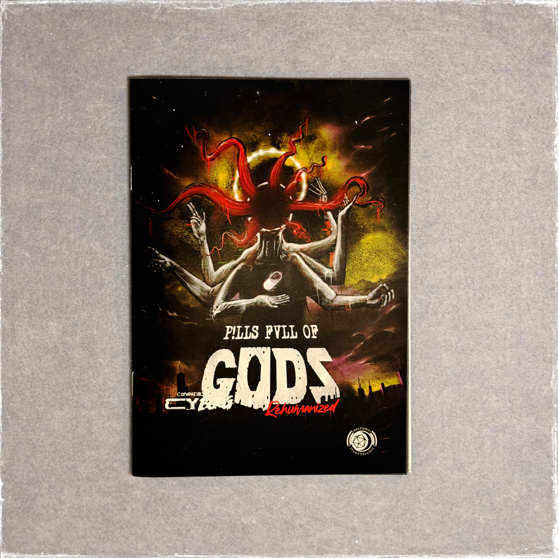 Zine cover in black with a red tentacled figure above the title lettering